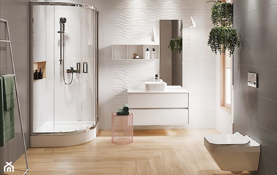 Tako - Średnia łazienka z oknem, styl skandynawski - zdjęcie od Cersanit