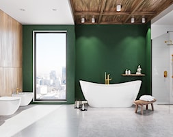 Zen - Duża biała brązowa szara zielona łazienka w bloku jako salon kąpielowy jako domowe spa z oknem ... - zdjęcie od Cersanit - Homebook