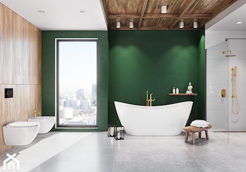 Zen - Duża jako pokój kąpielowy z punktowym oświetleniem łazienka z oknem, styl glamour - zdjęcie od Cersanit