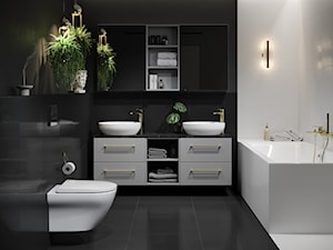 Larga - Średnia bez okna z dwoma umywalkami łazienka, styl glamour - zdjęcie od Cersanit