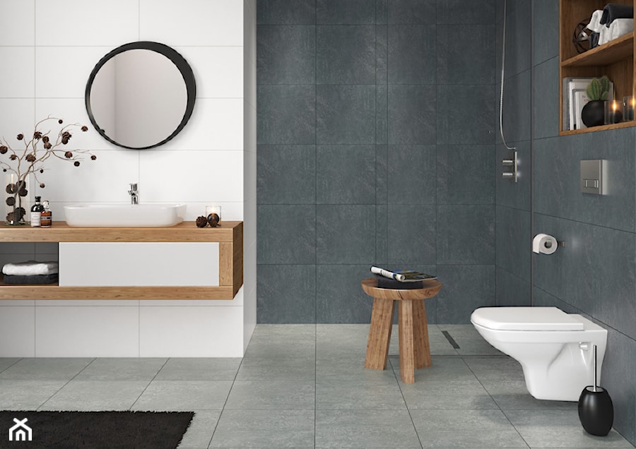 Lando - Mała na poddaszu bez okna łazienka, styl minimalistyczny - zdjęcie od Cersanit