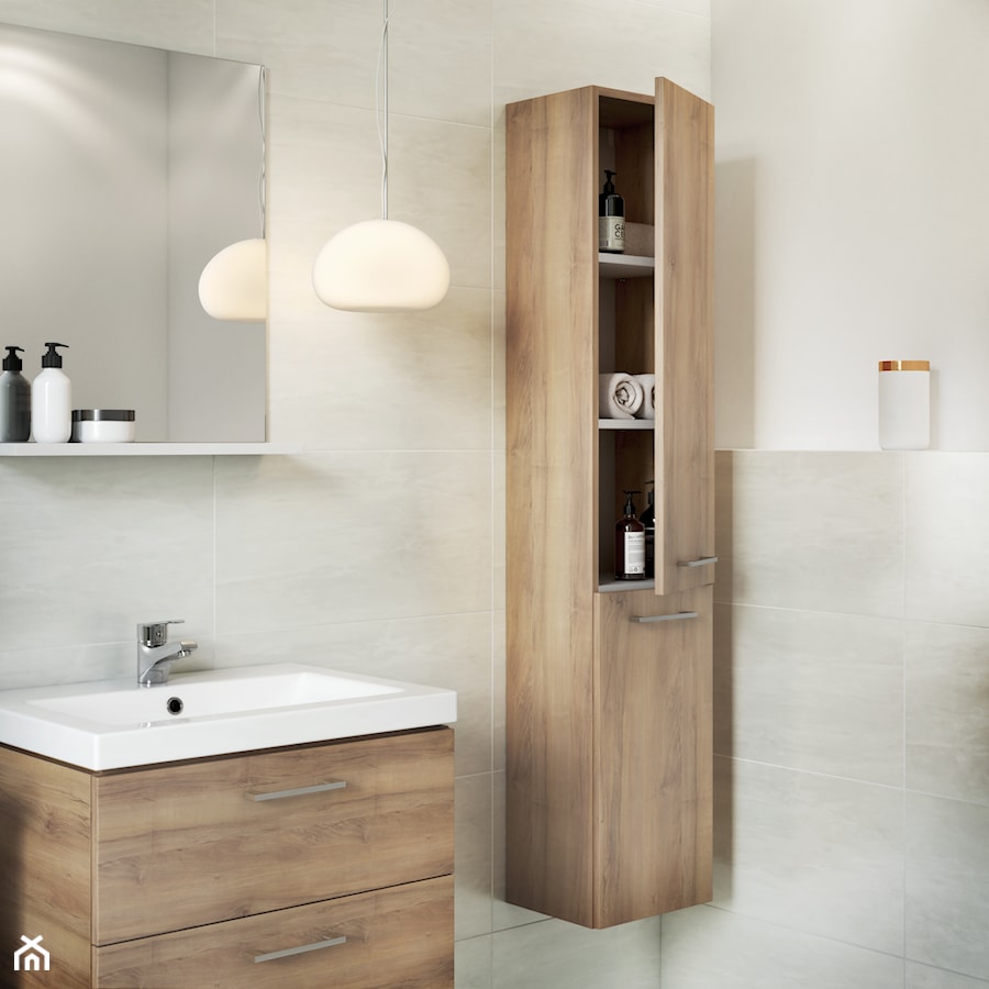 Inspiracje łazienki - Mała na poddaszu bez okna z lustrem łazienka - zdjęcie od Cersanit