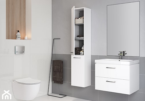 Inspiracje łazienki - Mała na poddaszu bez okna z lustrem łazienka, styl skandynawski - zdjęcie od Cersanit