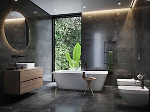 Dern - Średnia z punktowym oświetleniem łazienka z oknem, styl industrialny - zdjęcie od Cersanit