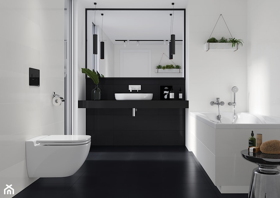 Stelaże AQUA - Średnia bez okna z lustrem z punktowym oświetleniem łazienka, styl minimalistyczny - zdjęcie od Cersanit