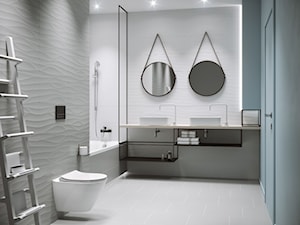 Płytki 3D - Średnia bez okna z dwoma umywalkami łazienka, styl nowoczesny - zdjęcie od Cersanit