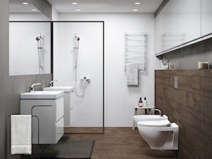 Kolekcja MODUO - Średnia bez okna z lustrem z punktowym oświetleniem łazienka, styl nowoczesny - zdjęcie od Cersanit