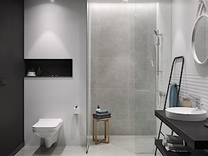 Stelaże AQUA - Średnia bez okna z lustrem z punktowym oświetleniem łazienka, styl industrialny - zdjęcie od Cersanit