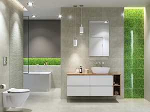 Fresh Moss - Średnia bez okna z lustrem z punktowym oświetleniem łazienka, styl nowoczesny - zdjęcie od Cersanit