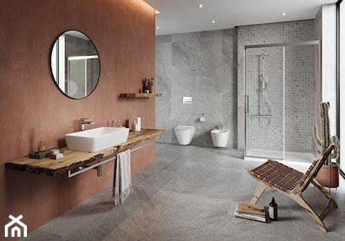 City - Duża z marmurową podłogą z punktowym oświetleniem łazienka z oknem, styl rustykalny - zdjęcie od Cersanit