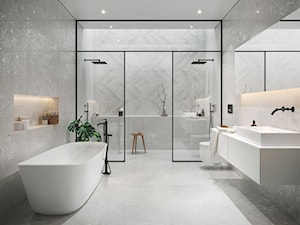 Rest - Duża bez okna z lustrem z punktowym oświetleniem łazienka, styl minimalistyczny - zdjęcie od Cersanit