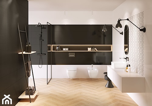 Pret-a-porter - Średnia bez okna z lustrem z punktowym oświetleniem łazienka, styl nowoczesny - zdjęcie od Cersanit