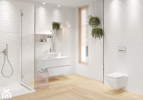 Soft Romantic - Średnia z punktowym oświetleniem łazienka z oknem, styl skandynawski - zdjęcie od Cersanit
