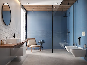 Płytki 3D - Średnia jako pokój kąpielowy łazienka z oknem, styl nowoczesny - zdjęcie od Cersanit