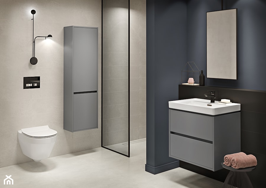 Crea - Średnia bez okna z lustrem łazienka, styl nowoczesny - zdjęcie od Cersanit