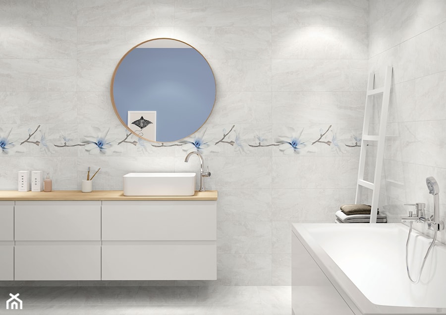 Stone Flowers - Średnia bez okna z lustrem łazienka, styl nowoczesny - zdjęcie od Cersanit