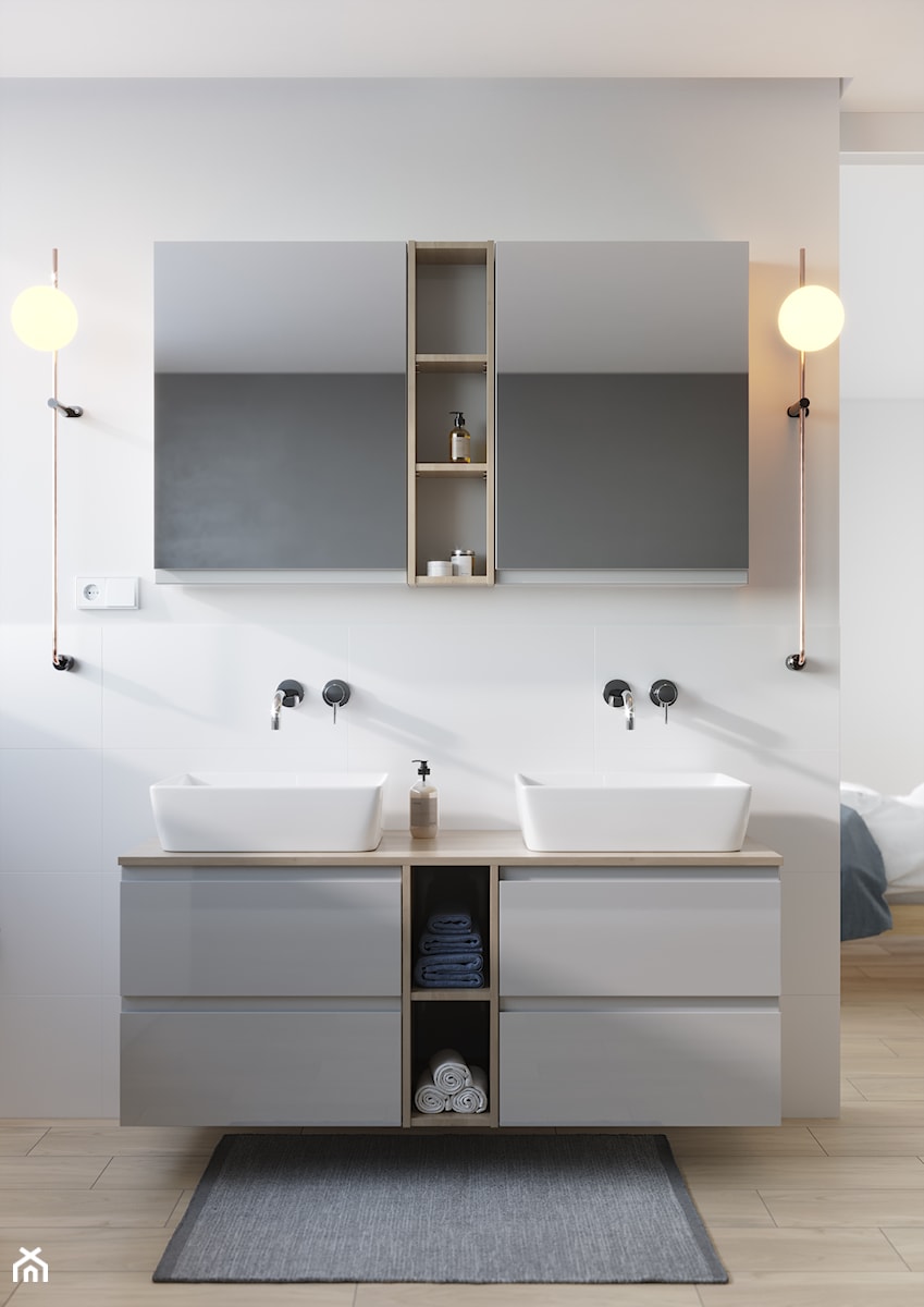 Kolekcja MODUO - Mała bez okna z dwoma umywalkami łazienka - zdjęcie od Cersanit