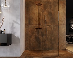 Rusty - Duża brązowa szara łazienka w domu jednorodzinnym z oknem, styl rustykalny - zdjęcie od Cersanit - Homebook