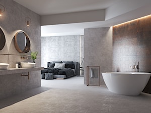 Divena - Duża brązowa szara łazienka w bloku w domu jednorodzinnym, styl industrialny - zdjęcie od Cersanit