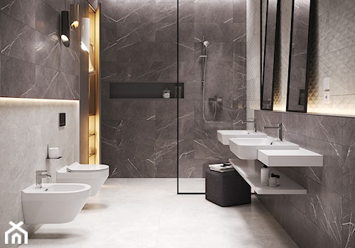 Stone Paradise - Średnia bez okna z lustrem z dwoma umywalkami łazienka, styl nowoczesny - zdjęcie od Cersanit