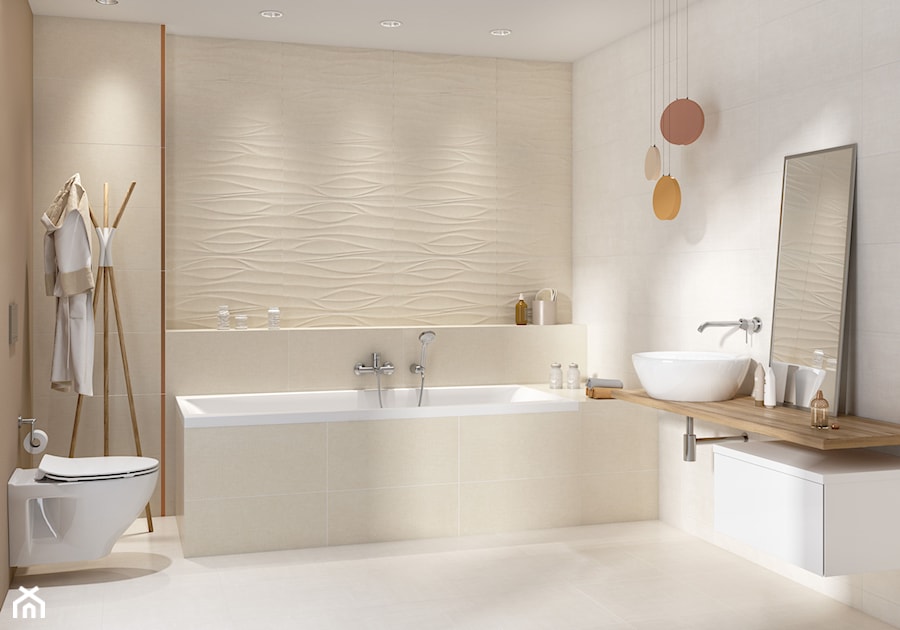 Shiny Textile - Średnia bez okna z punktowym oświetleniem łazienka, styl minimalistyczny - zdjęcie od Cersanit