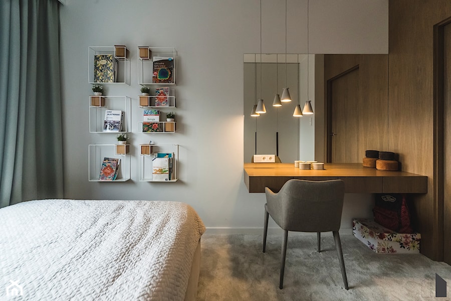 Mieszkanie inwestycja Awiator Gdańsk - Średnia biała sypialnia - zdjęcie od masz design Magdalena Szwedowska