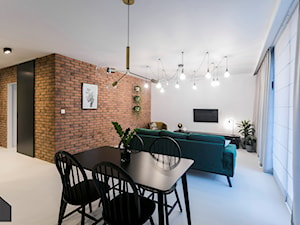 Mieszkanie na wynajem Front Park Gdańsk - Średni szary salon z jadalnią, styl industrialny - zdjęcie od masz design Magdalena Szwedowska