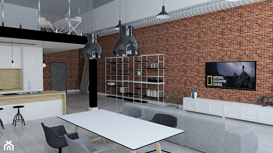 Loft 170 m2 - Berlin - Salon, styl industrialny - zdjęcie od WhitePlanepl