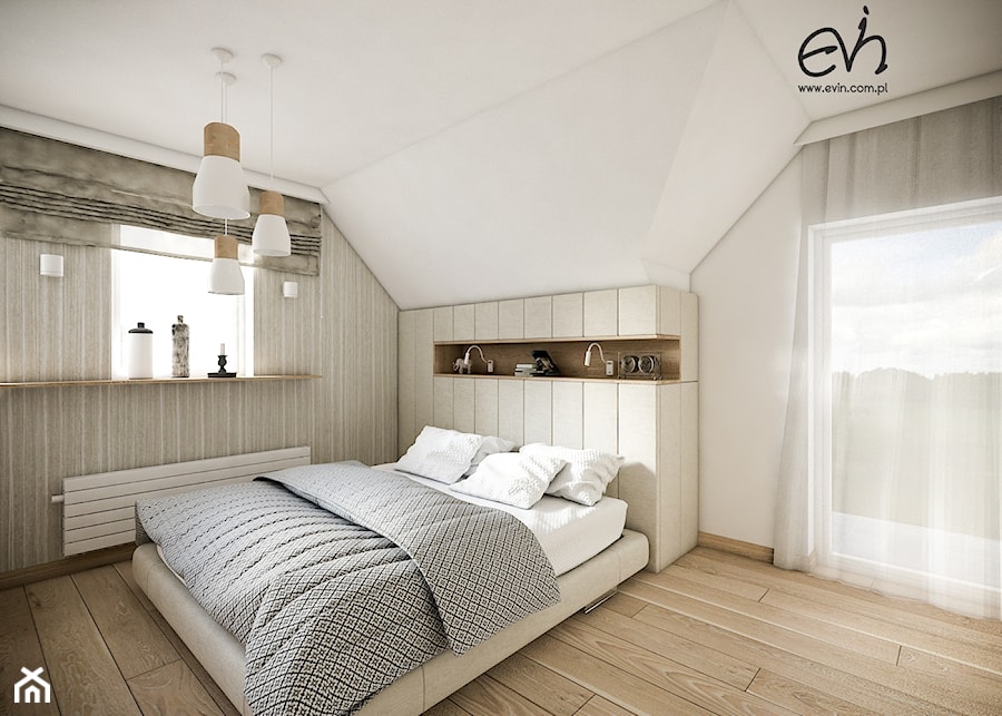 Przytulna sypialnia na poddaszu - Średnia sypialnia, styl nowoczesny - zdjęcie od Evin