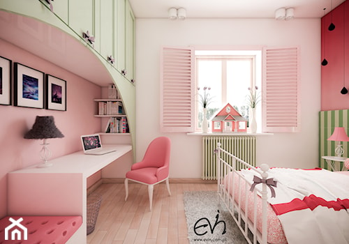 Arbuzowy pokój - Średni różowy pokój dziecka dla nastolatka dla dziewczynki, styl nowoczesny - zdjęcie od Evin
