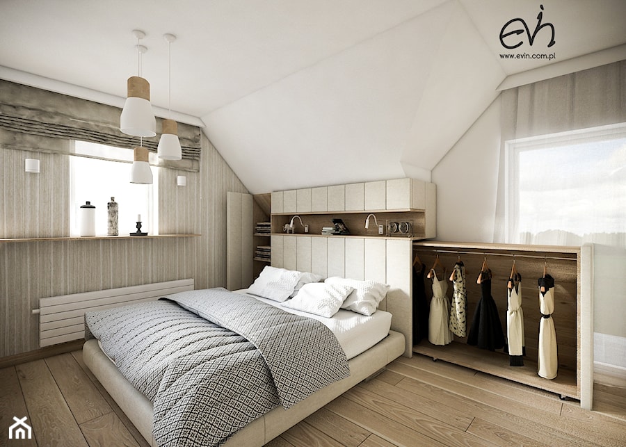 Przytulna sypialnia na poddaszu - Duża sypialnia, styl nowoczesny - zdjęcie od Evin