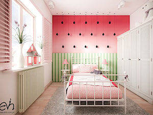 Arbuzowy pokój - Średni biały różowy zielony pokój dziecka dla nastolatka dla dziewczynki, styl nowoczesny - zdjęcie od Evin