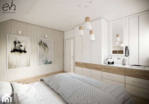 Przytulna sypialnia na poddaszu - Średnia biała sypialnia na poddaszu, styl nowoczesny - zdjęcie od Evin