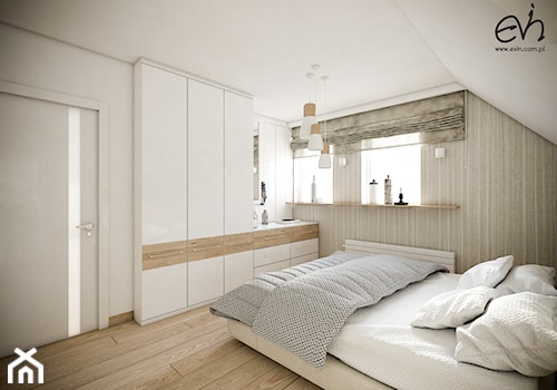 Przytulna sypialnia na poddaszu - Mała średnia sypialnia na poddaszu, styl nowoczesny - zdjęcie od Evin