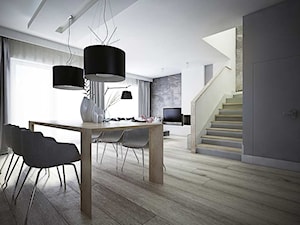Duża czarna szara jadalnia w salonie, styl minimalistyczny - zdjęcie od TissuArchitecture