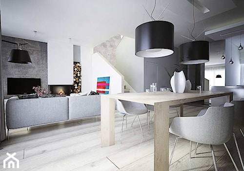 Duża szara jadalnia w salonie, styl nowoczesny - zdjęcie od TissuArchitecture