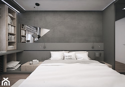 MIESZKANIE W WARSZAWIE - Średnia szara z biurkiem sypialnia, styl nowoczesny - zdjęcie od 2b design
