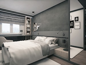 MIESZKANIE W WARSZAWIE - Duża szara z biurkiem sypialnia, styl nowoczesny - zdjęcie od 2b design