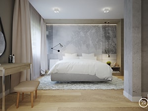 DOM POD WROCŁAWIEM - Duża szara sypialnia, styl nowoczesny - zdjęcie od 2b design