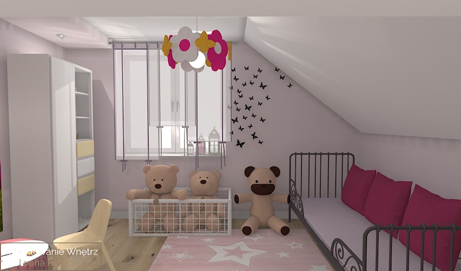 POKÓJ DLA DZIEWCZYNKI - Średni biały pokój dziecka dla dziecka dla dziewczynki, styl nowoczesny - zdjęcie od Iwona Kołecka - Projektowanie wnętrz