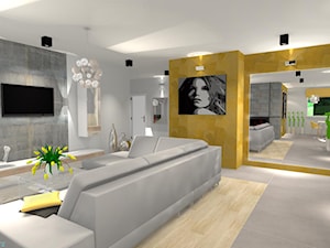 Salon z akcentem koloru miodowego - zdjęcie od Iwona Kołecka - Projektowanie wnętrz