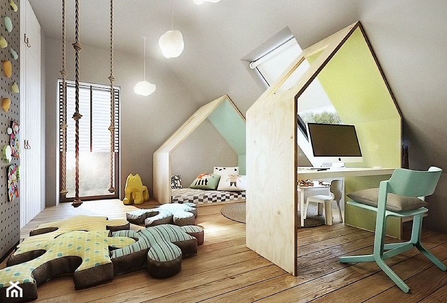 Mokronos - Duży szary pokój dziecka dla dziecka dla chłopca, styl nowoczesny - zdjęcie od razoo-architekci