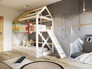 Bielsko - Biała - Średni biały szary pokój dziecka dla dziecka dla chłopca dla rodzeństwa - zdjęcie od razoo-architekci