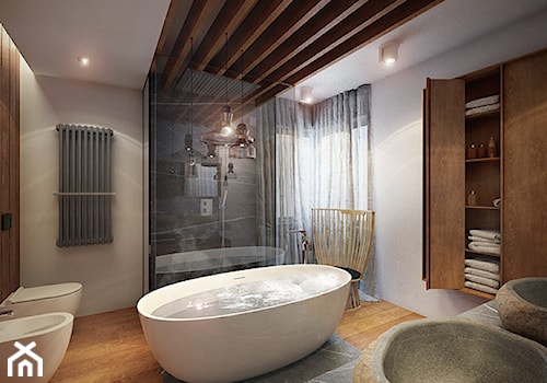 Miłoszyce - Średnia z marmurową podłogą z punktowym oświetleniem łazienka z oknem - zdjęcie od razoo-architekci