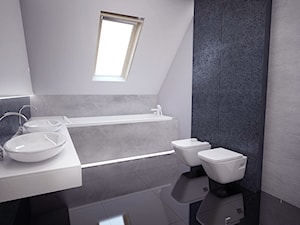 Dom w Pawęzowie k/Tarnowa - Średnia na poddaszu z dwoma umywalkami łazienka z oknem, styl minimalistyczny - zdjęcie od Nana Project Sp. z o.o.