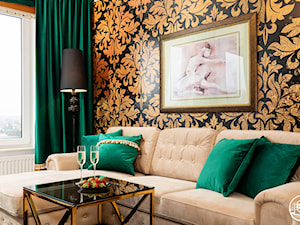 apartament turystyczny - Mały czarny pomarańczowy salon - zdjęcie od Apartments M&M- obsługa i aranżacja nieruchomości