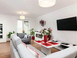 Nowoczesny apartament - Średni biały salon, styl nowoczesny - zdjęcie od Apartments M&M- obsługa i aranżacja nieruchomości
