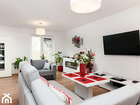 Aranżacje wnętrz - Salon: Nowoczesny apartament - Średni biały salon, styl nowoczesny - Apartments M&M- obsługa i aranżacja nieruchomości. Przeglądaj, dodawaj i zapisuj najlepsze zdjęcia, pomysły i inspiracje designerskie. W bazie mamy już prawie milion fotografii!