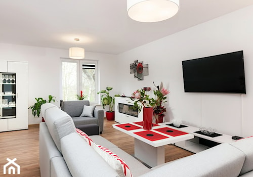 Nowoczesny apartament - Średni biały salon, styl nowoczesny - zdjęcie od Apartments M&M- obsługa i aranżacja nieruchomości
