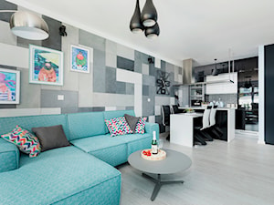 Design - Średni czarny salon z kuchnią z jadalnią - zdjęcie od Apartments M&M- obsługa i aranżacja nieruchomości